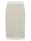 P.a.r.o.s.h Sorgente Floral Embroidered Midi Skirt In White