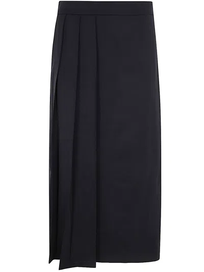 P.a.r.o.s.h Midi Skirt With Folds On One Side In Blue