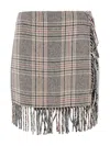 P.a.r.o.s.h Midi Skirt With Fringes In Marrone/beige