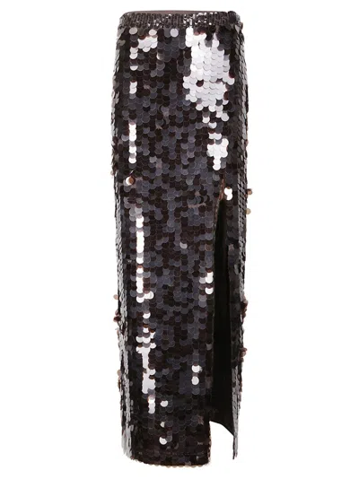 P.a.r.o.s.h Midi Skirt With High Side Slit In Metallic
