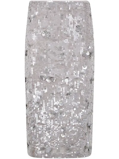 P.a.r.o.s.h Midi Skirt With Pailettes In Grey