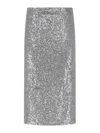P.a.r.o.s.h Midi Skirt With Elastic Waistband And Sequins In Gray