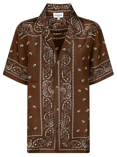 P.a.r.o.s.h Parosh Mini Bandana Print Short-sleeve Shirt For Women In Brown