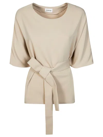 P.a.r.o.s.h Parosh Mini Cady Short Sleeve Blouse In Neutral