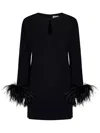 P.a.r.o.s.h Parosh Feather Trim Mini Dress With Elegant Silhouette And Keyhole Detail