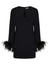 P.a.r.o.s.h Parosh Feather Trim Mini Dress With Elegant Silhouette And Keyhole Detail In Black
