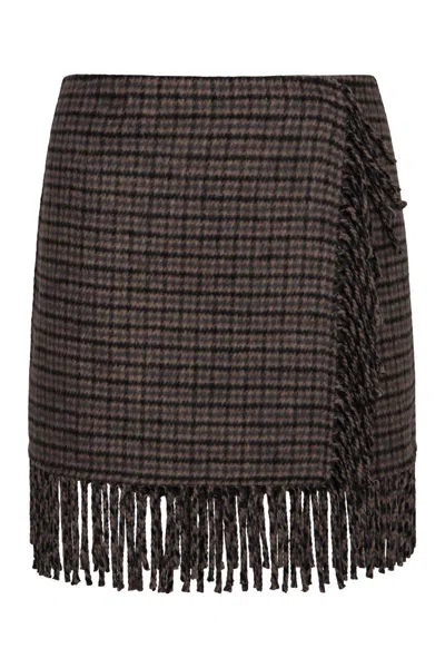 P.a.r.o.s.h . Mini Fringed Skirt In Brown