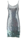 P.a.r.o.s.h Mini Grey Dress With All-over Multicolor Sequins In Grey