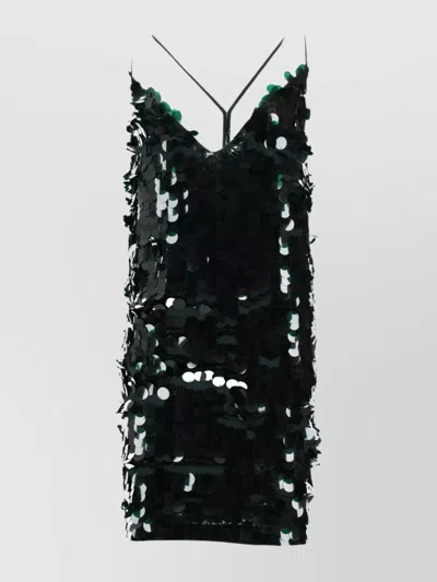 P.a.r.o.s.h Mini Sequin Dress Spaghetti Straps In Green