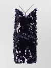 P.a.r.o.s.h Mini Sequin Dress Spaghetti Straps In Black