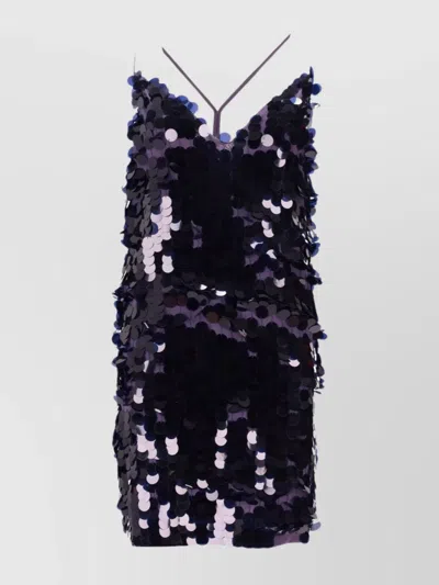 P.a.r.o.s.h Mini Sequin Dress Spaghetti Straps In Black
