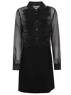 P.a.r.o.s.h Parosh Mini Silk Dress With Ruffle Details And Sheer Sleeves In Black