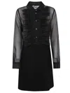 P.a.r.o.s.h Parosh Mini Silk Dress With Ruffle Details And Sheer Sleeves In Black
