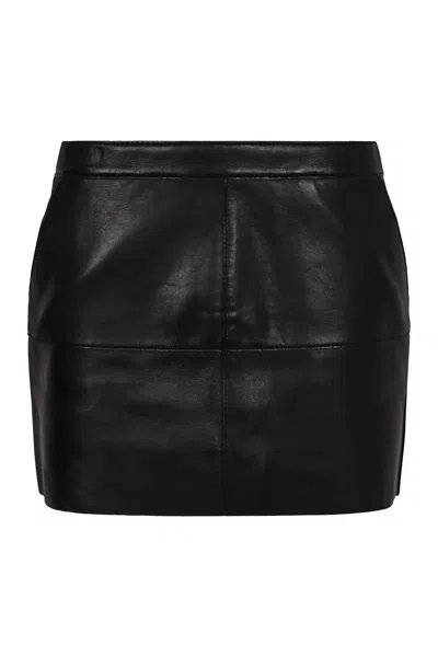 P.a.r.o.s.h Mini Skirt In Leather In Black