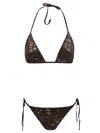 P.a.r.o.s.h Triangle Bikini Micro Sequins Sliding Cups In Brown