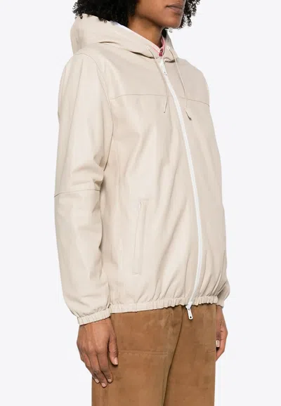 P.a.r.o.s.h Mitra Reversible Leather Zip-up Jacket In Sand