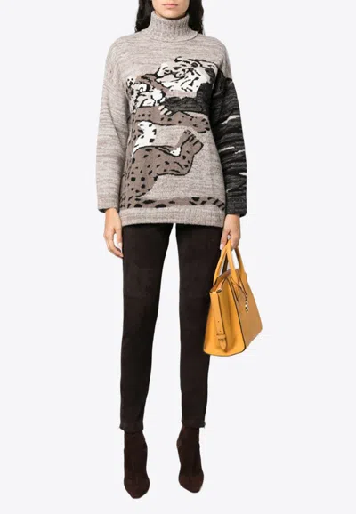 P.a.r.o.s.h Patterned Roll-neck Jumper In Brown