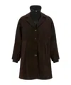 P.a.r.o.s.h Suede Coat With Knit Insert And Front Button Closure In Brown