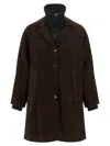 P.a.r.o.s.h Suede Coat With Knit Insert And Front Button Closure In Brown