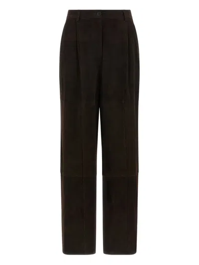 P.A.R.O.S.H MONET25W PANELLED PLEATED SUEDE TROUSERS