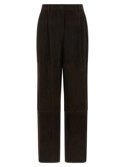 P.a.r.o.s.h Suede-leather Trousers In Black