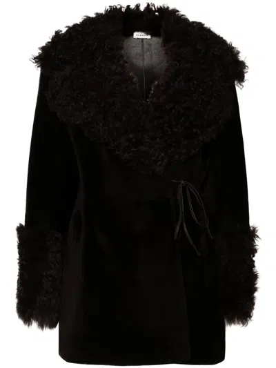 P.a.r.o.s.h Tied-up Shearling Short Coat In Brown