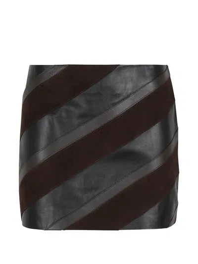 P.a.r.o.s.h Mulholland Striped Panelled Mini Skirt In Brown