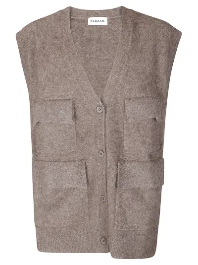 P.A.R.O.S.H MULTI-POCKET BROWN UTILITY VEST WITH OVERSIZED FIT
