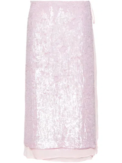 P.a.r.o.s.h Multicolor Gabriel Sequinned Wrap Skirt In Blu
