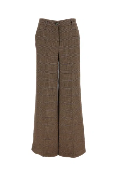 P.a.r.o.s.h Multicolor Houndstooth Wool-blend Wide-leg Pants In Brown