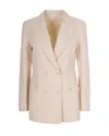 P.a.r.o.s.h Natural Solid Notched Lapel Blazer In Neutral