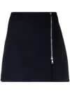P.a.r.o.s.h A-line High Waist Side Zip Miniskirt In Navy Blue