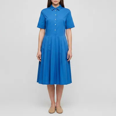 Pre-owned P.a.r.o.s.h Navy Blue Cotton A-line Pleated Dress L