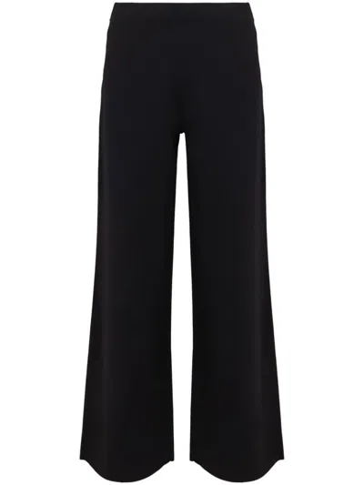 P.a.r.o.s.h Navy Blue Flared Trousers In Black