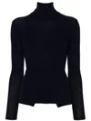 P.a.r.o.s.h Leila Turtleneck Ribbed-knit Jumper In Navy Blue