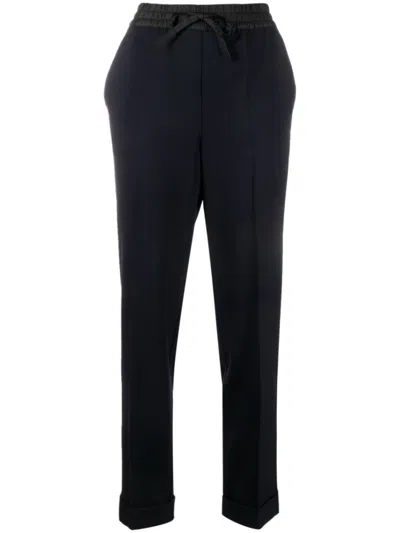 P.A.R.O.S.H BLUE DRAWSTRING-WAIST TROUSERS