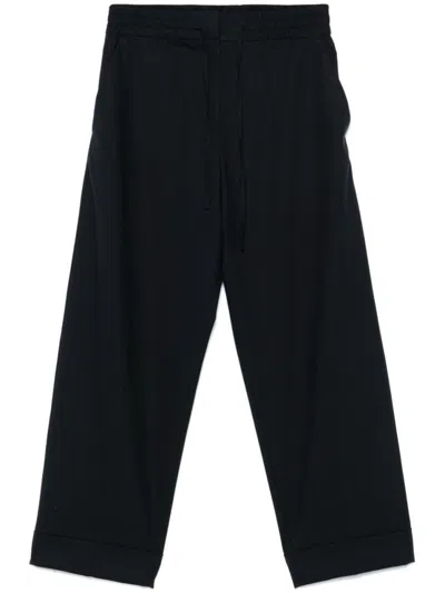 P.a.r.o.s.h Navy Blue Relaxed Fit Pants With Concealed Fastenings