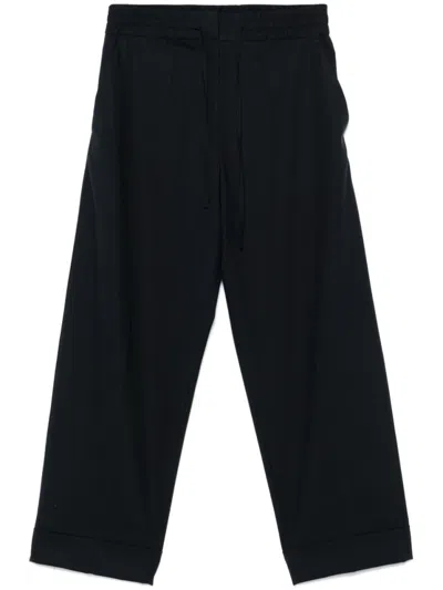 P.a.r.o.s.h Parosh Navy Blue Relaxed Fit Pants With Concealed Fastenings In Black