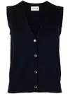 P.a.r.o.s.h Sleeveless Wool Blend Knit Vest In Navy Blue