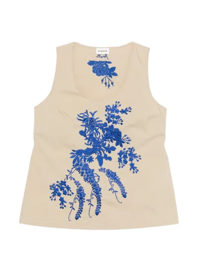 P.a.r.o.s.h Ninja Embroidered-detail Belted Top In Neutral