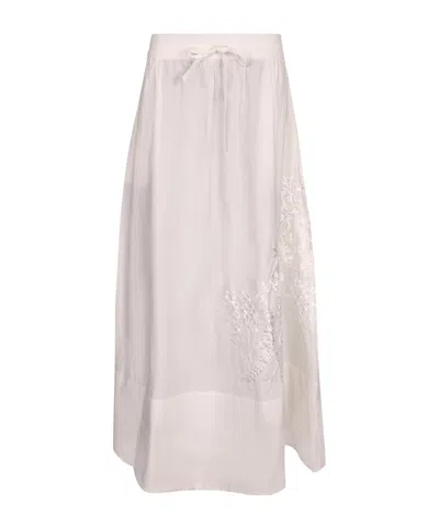 P.a.r.o.s.h Ninja Embroidery Drawstring Maxi Skirt In White