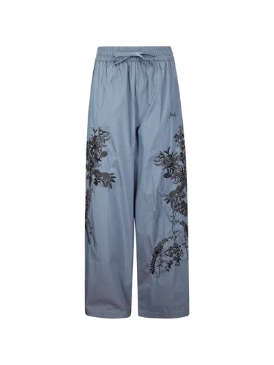 P.a.r.o.s.h Lightweight Trousers With Decorative Elements In Blue
