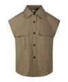 P.a.r.o.s.h Parosh Relaxed-fit Sleeveless Shirt With Front Pockets In Brown