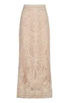 P.a.r.o.s.h Maxi Skirt With Intricate Floral Lace Detailing In Beige
