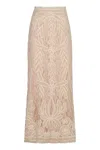 P.a.r.o.s.h Maxi Skirt With Intricate Floral Lace Detailing In Ecru