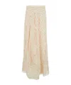 P.a.r.o.s.h Beige Long Skirt With All-over Lace Embroidery In Tech Fabric Woman In Nude