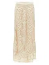 P.a.r.o.s.h Beige Long Skirt With All-over Lace Embroidery In Tech Fabric Woman