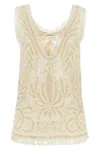 P.a.r.o.s.h Beige Top With Drop Neckline And All-over Applied Motif In Lace Woman In White