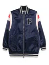 P.a.r.o.s.h Logo-patch Bomber Jacket Featuring Stripe Detailing In Blue