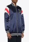P.a.r.o.s.h Logo-patch Bomber Jacket Featuring Stripe Detailing In Blue